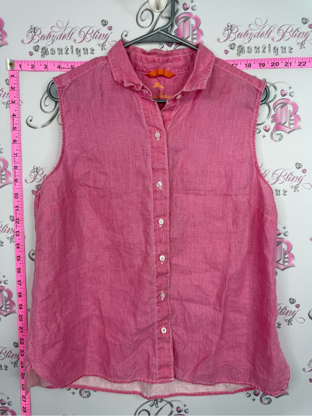Tommy Bahama tank top red pink Sleeveless Button-Front Top in Pink
